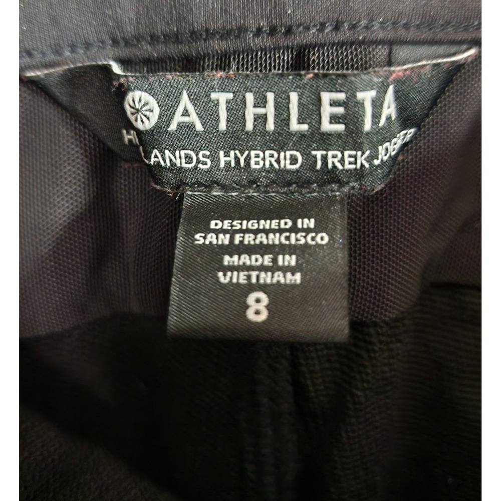 Athleta Highands Hybrid Trek Jogger Pants Womens Size 8 Black Zip Pockets - Picture 3 of 13